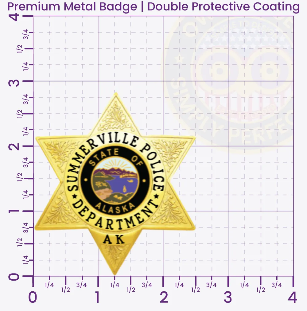 18-H14 Custom Badges And Design, Create, Build and Order Custom Badges Personalized Badges Officer Badges Summerville Police Gold Badges 2.83 Premium
