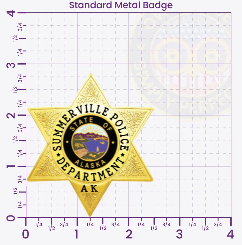 18-H14 Custom Badges And Design, Create, Build and Order Custom Badges Personalized Badges Officer Badges Summerville Police Gold Badges 2.83 Standard