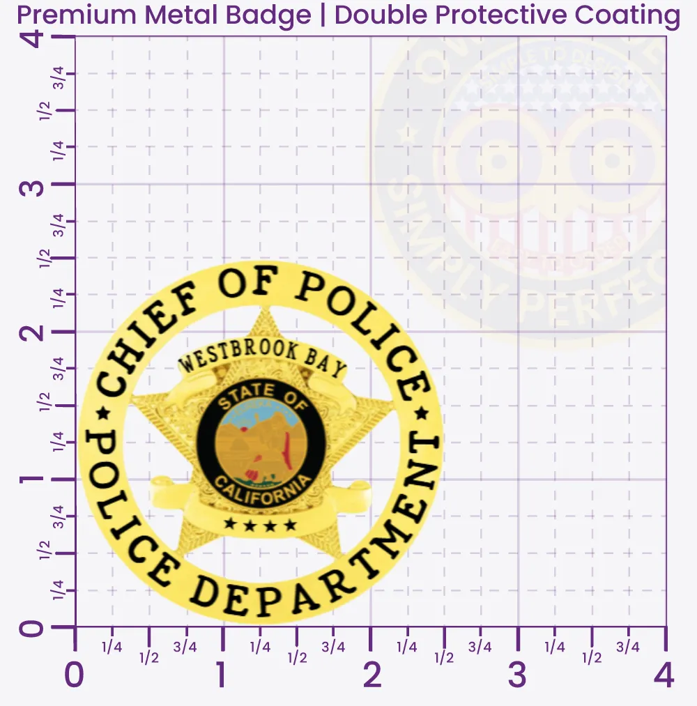 19-A1 Custom Badges And Design, Create, Build and Order Custom Badges Personalized Badges Officer Badges Mountain View Police Gold 2.5 Premium