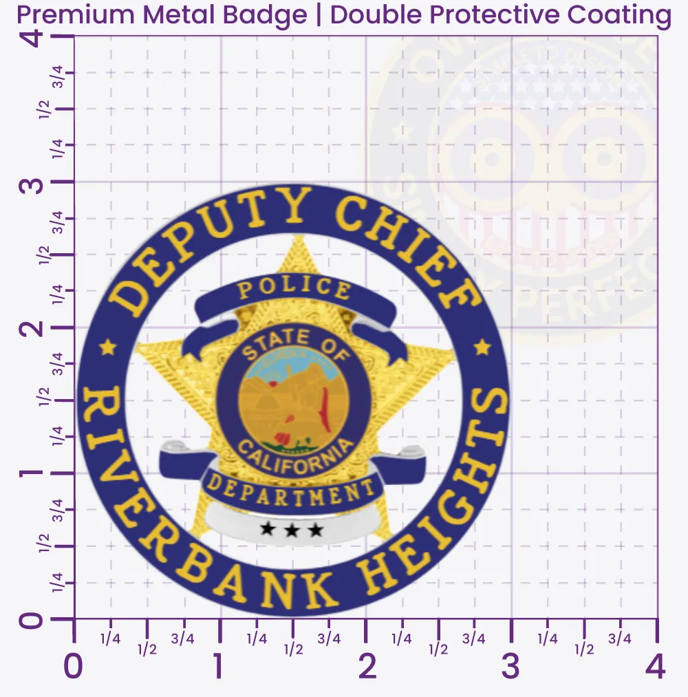 19-A1R Custom Badges And Design, Create, Build and Order Custom Badges Personalized Badges Officer Badges Mountain View Police Gold w Blue Silver Panels Badges 3 Premium