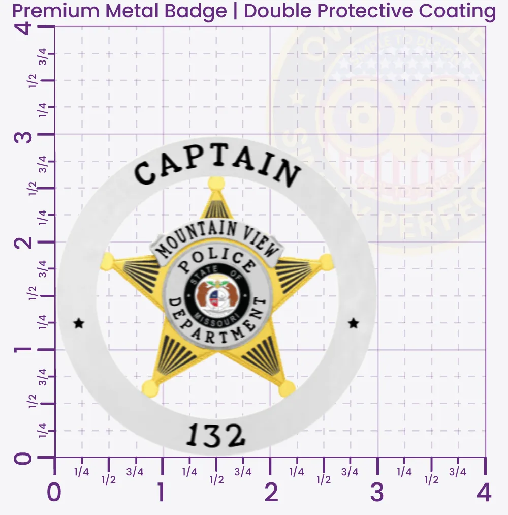 19-A2 Custom Badges And Design, Create, Build and Order Custom Badges Personalized Badges Officer Badges Mountain View Police Silver Badges 3 Premium