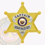 Classic 6 Point Star Badge with Rounded Points, Laurel Background, 3 Text Panels, Reef Border view 1