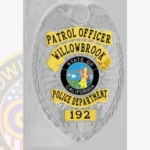 Classic Rectangle Badge with Eagle Top Shield Center, 4 Ribbon Text Panels, Line Border view 2