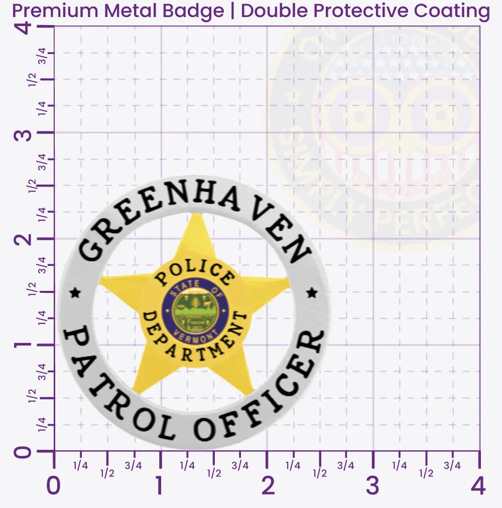 20-A17 Custom Badges And Design, Create, Build and Order Custom Badges Personalized Badges Officer Badges Greenhaven Police Silver Badges 2.625 Premium