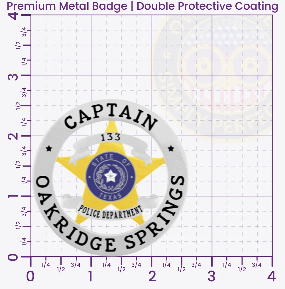 20-A18 Custom Badges And Design, Create, Build and Order Custom Badges Personalized Badges Officer Badges Oakridge Springs Police Silver Badges 2.625 Premium