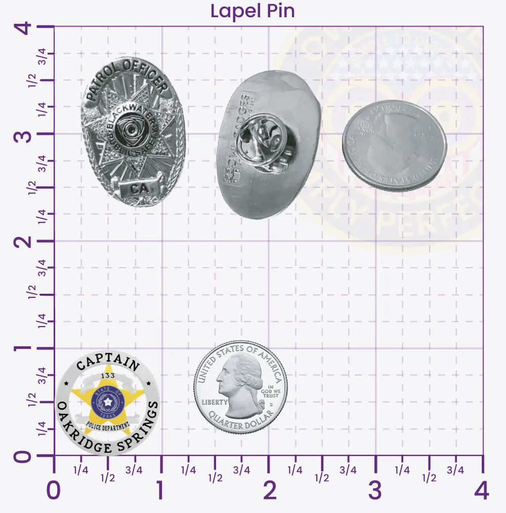 20-A18 Custom Badges And Design, Create, Build and Order Custom Badges Personalized Badges Officer Badges Oakridge Springs Police Silver Lapel Pins