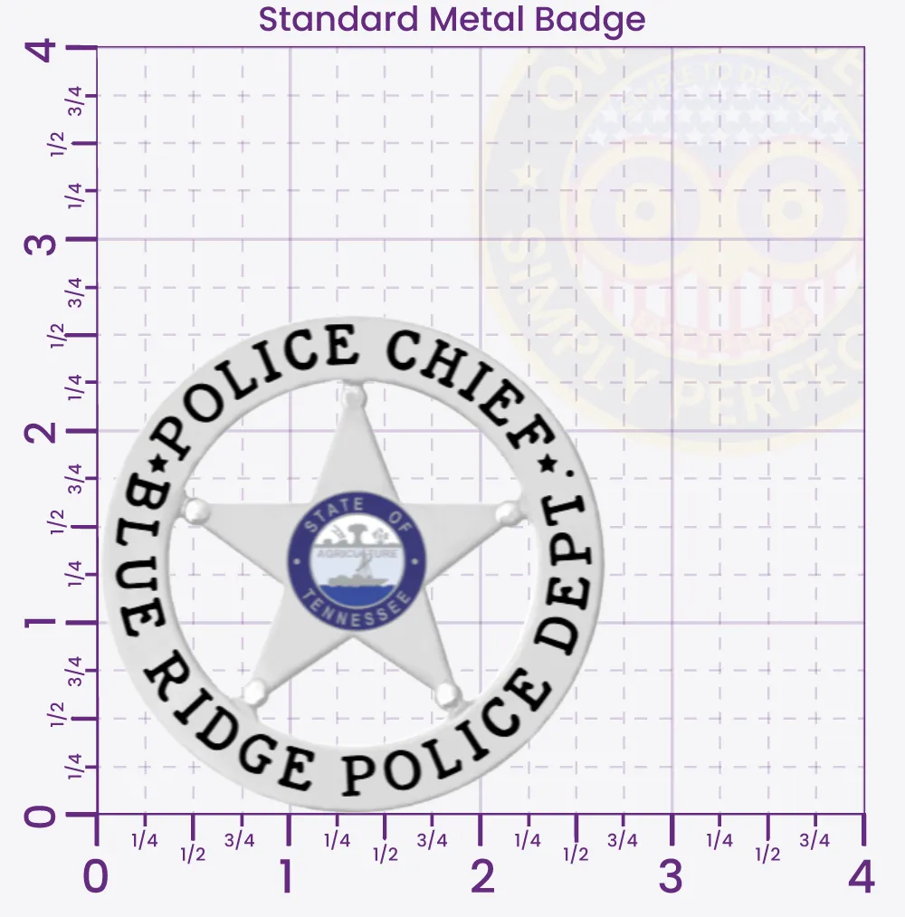 20-A19 Custom Badges And Design, Create, Build and Order Custom Badges Personalized Badges Officer Badges Blue Ridge Police Silver Badges 2.625 Standard