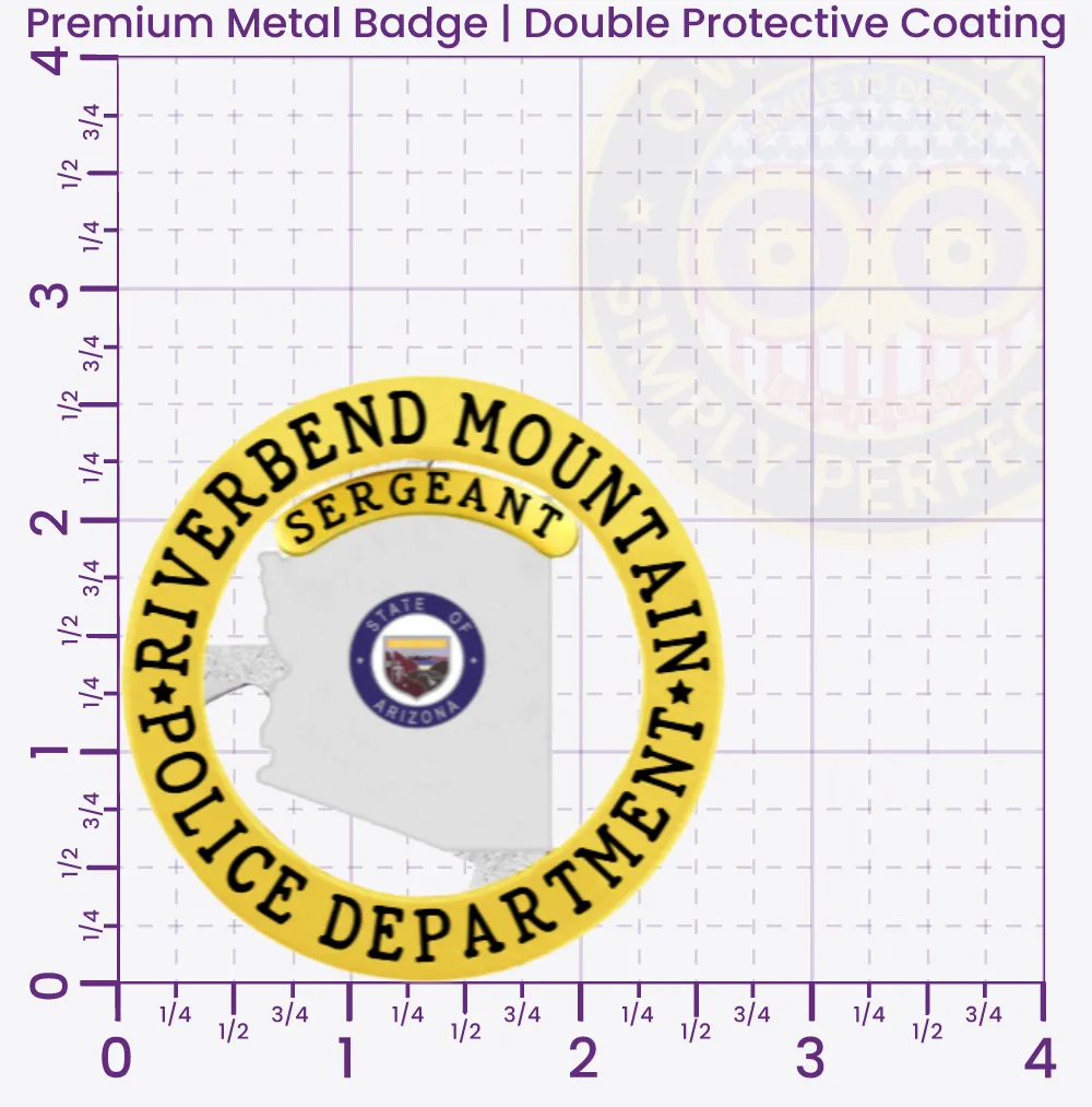 20-AZ1 Custom Badges And Design, Create, Build and Order Custom Badges Personalized Badges Officer Badges Riverbend Mountain Police Gold Badges 2.625 Premium