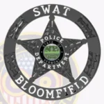 Classic 5 Point Star in Circle Banner with Laurel Accents, 4 Text Panels, Circle Border Badge view 4