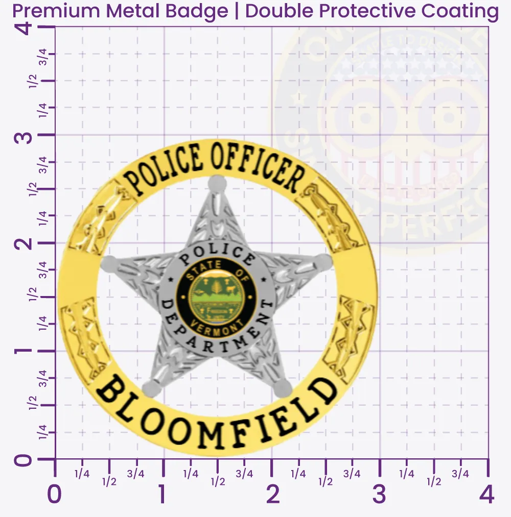20-H16 Custom Badges And Design, Create, Build and Order Custom Badges Personalized Badges Officer Badges Bloomfield Police Gold Badges 3 Premium