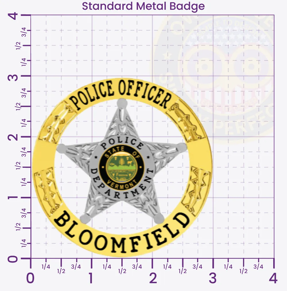 20-H16 Custom Badges And Design, Create, Build and Order Custom Badges Personalized Badges Officer Badges Bloomfield Police Gold Badges 3 Standard