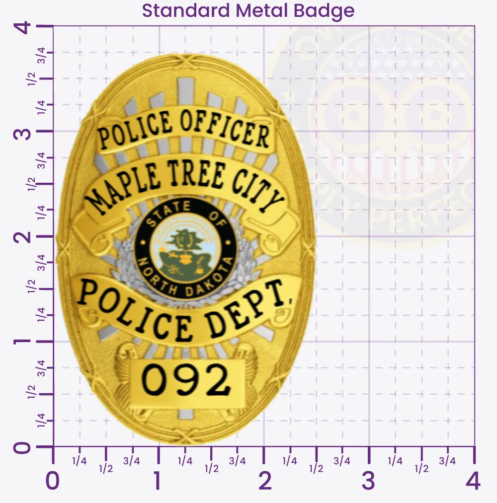 22-D19 Custom Badges And Design, Create, Build and Order Custom Badges Personalized Badges Officer Badges Maple Tree City Police Gold Badges 3.75 Standard