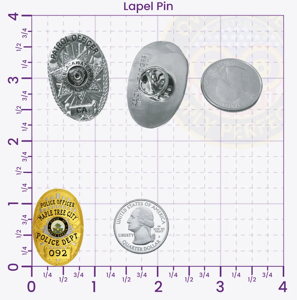 22-D19 Custom Badges And Design, Create, Build and Order Custom Badges Personalized Badges Officer Badges Maple Tree City Police Gold Lapel Pins