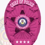 Vintage Oval Shield Badge with 5 Point Star, Starburst Background, 4 Text Panels, Ribbon Border view 5