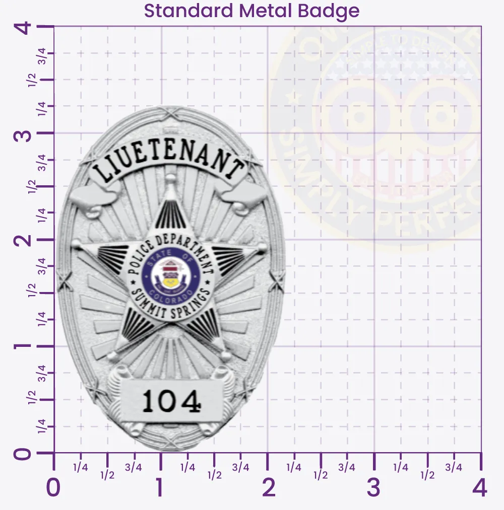 22-D22 Custom Badges And Design, Create, Build and Order Custom Badges Personalized Badges Officer Badges Summit Springs Police Silver Badges 3.25 Standard