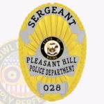 Traditional Oval Badge Shield with Sunburst Background, 4 Ribboned Panels, Reef Border view 1