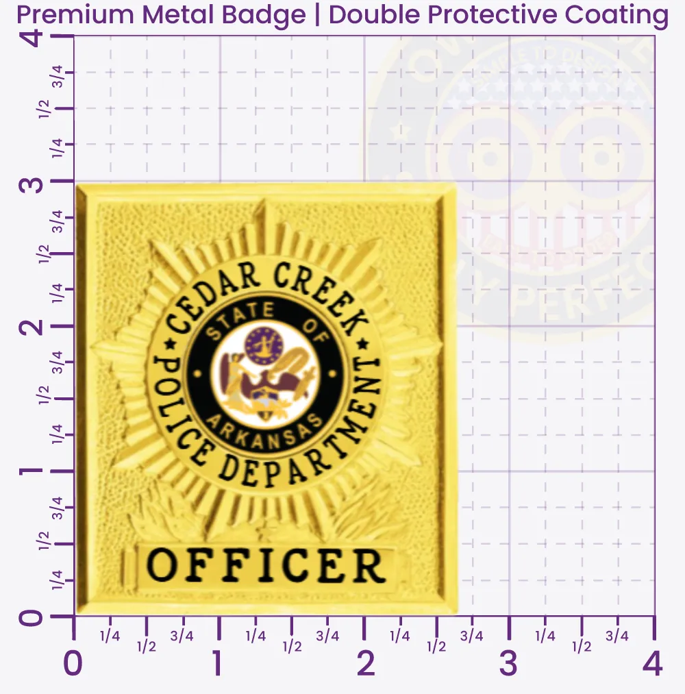 23-A1 Custom Badges And Design, Create, Build and Order Custom Badges Personalized Badges Officer Badges Cedar Creek Police Gold Badges 3 Premium