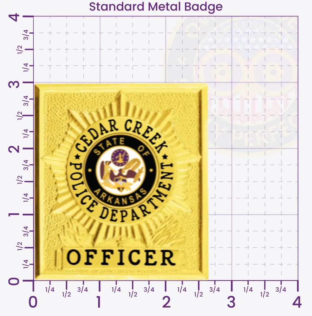 23-A1 Custom Badges And Design, Create, Build and Order Custom Badges Personalized Badges Officer Badges Cedar Creek Police Gold Badges 3 Standard
