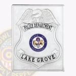 Modern Square Badge with Eagle Top Shield Center, 2 Text Panels, Classic Border view 1