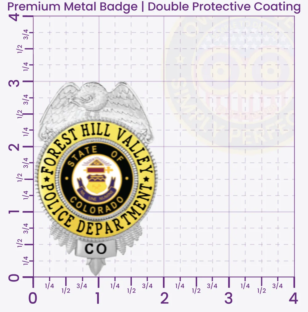 24-A1 Custom Badges And Design, Create, Build and Order Custom Badges Personalized Badges Officer Badges Forest Hill Valley Police Silver Badges 3 Premium