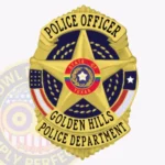 Classic Shield Badge with 5 Point Star Center, 2 Flags, Cord Circle Background Accents view 1