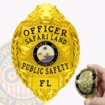 Modern Lion Top Shield Badge with Seal Center, 4 Text Panels, Laurel Border 3-C11LNCMB view 5