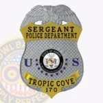Professional Eagle Top Badge Shield with Textured Background, 4 Text Panels, Line Edge view 1