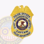 Traditional Eagle Top Shield Badge with Smooth Background, 4 Text Panels, Classic Line Edge view 1
