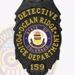 Modern Eagle Top Shield Badge with Circle Center, 4 Text Panels, Reef Edge view 4