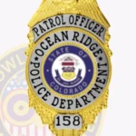 Modern Eagle Top Shield Badge with Circle Center, 4 Text Panels, Reef Edge view 2