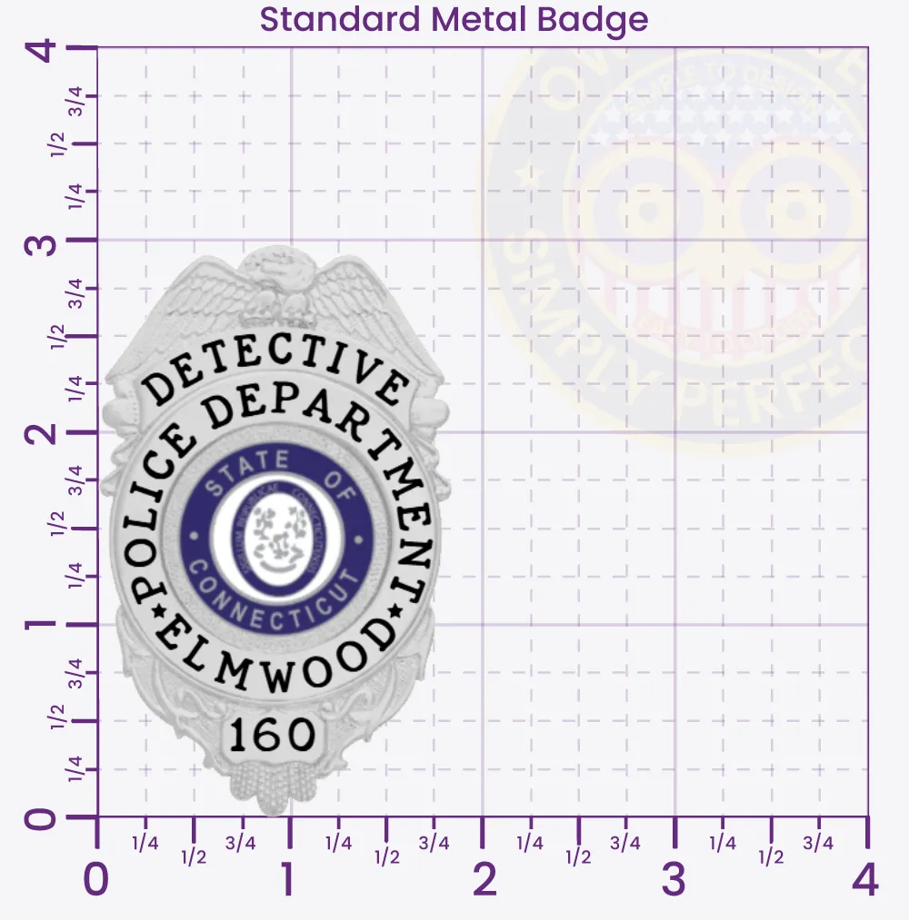 4T-F1 Custom Badges And Design, Create, Build and Order Custom Badges Personalized Badges Officer Badges Elmwood Police Silver Badges 3 Standard
