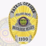 Classic Oval Shield Badge with Sunburst Background, Floral Center, 4 Ribbon panels, Braided Border view 1