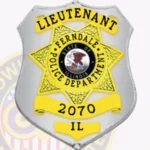 Contemporary Shield Badge with 7 Point Star Center, 5 Text Panels, Laurel Accents, Line Border view 2