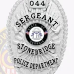 Vintage Oval Shield Badge with Starburst Background, 4 Raised Text Panels, Reef Edged Border view 2
