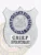 Ontario Provincial Police silver metal shield badge with the provincial emblem inside a blue ring at the top and “Chief Superintendant” printed in black on a white plate below, designed with safety pin attachment.