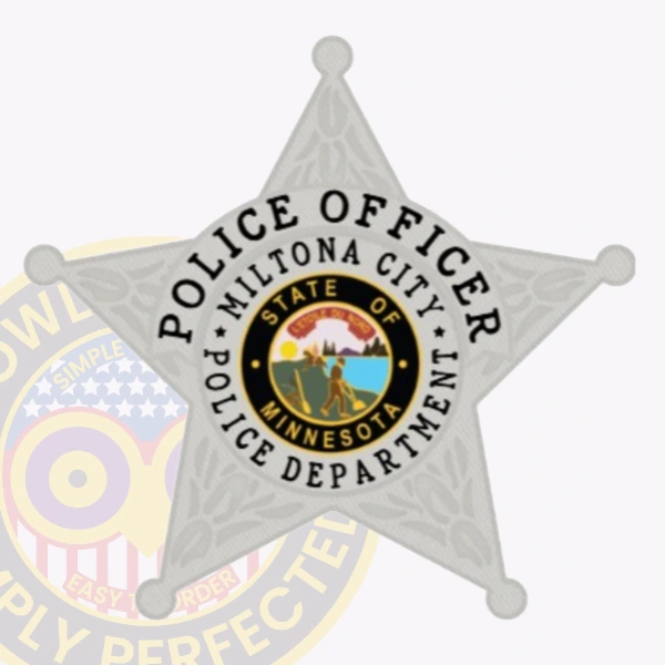 Police Badge Patch 5 Point Star, 3 Text Panels - chest badge shape - main view