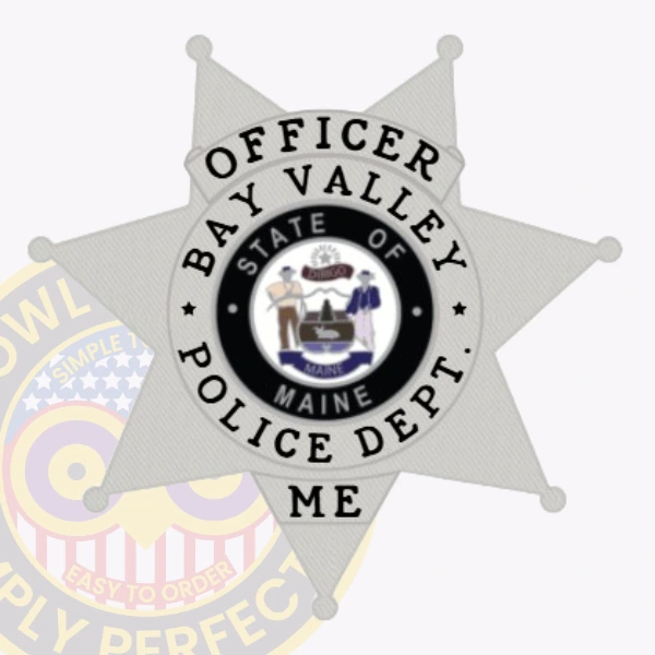 7 Point Star Police Badge Patch S17-H15 - chest badge shape - main view