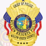 Heritage Badge Shield Shape with Eagle Center, 2 Flags, 5 Text Panels, Classic Border view 2