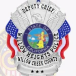 Heritage Badge Shield Shape with Eagle Center, 2 Flags, 5 Text Panels, Classic Border view 3