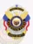 This detailed view shows a custom metal badge for armed security featuring a gleaming silver finish with stylish gold and reverse enamel black panels. At the top, the title "ARMED OFFICER" is prominently displayed in bold gold, alongside eagle designs. The center highlights the Arizona state seal within an ornate border, with "GUARDIAN FORCE" surrounding it. Below, "ARMED SECURITY" and "007" are clearly marked, complemented by a practical safety pin attachment for easy use.