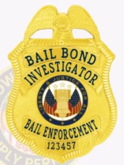 Bail enforcement agent badges in shield shape with an eagle top. made for bail enforcement agents that can wear the badges on uniforms or put in badge holders.
