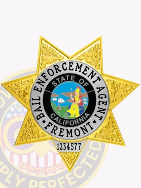 Bail enforcement agent badges in 7 point gold star. made for bail enforcement agents to wear on uniforms or put in holders.
