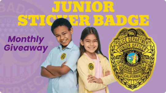 Junior Sticker Badge Giveaway By Owl Badges to support law enforcement and public safety
