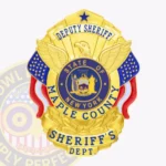 Heritage Deputy Sheriff Badge Shield with Eagle Center, 2 Flags, 4 Text Panels, Classic Border view 1