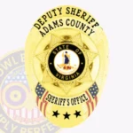 Heritage Deputy Sheriff Badge with 7 Point Star Center, 2 Flags, 4 Text Panels, Classic Edge view 1