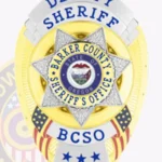 Heritage Deputy Sheriff Badge with 7 Point Star Center, 2 Flags, 6 Text Panels, Classic Edge view 2