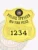 Custom shield metal badge for the NYPD police officer, featuring a bright gold finish. The title "POLICE OFFICER" is prominently displayed at the top in bold black letters, arching over "NEW YORK POLICE" in a matching style. The badge number "1234" is clearly visible at the bottom, accompanied by a detailed illustration of a classical structure. A safety pin attachment ensures secure and convenient wear.