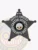 This custom metal badge for deputy sheriffs gleams in black and features a striking star shape. The top inscription reads "DEPUTY SHERIFF," while the center holds a circular emblem stating “STATE OF KENTUCKY” and "CARTER COUNTY SHERIFF'S DEPT." The badge is complemented by decorative stars and includes a safety pin attachment for secure placement.