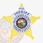 Classic Sheriff 5 Point Star Badge with 4 Text Panels, Rounded Points, Classic Line Border view 1