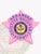 BCAM-themed pink metal badge shaped as a 5-point star for fugitive recovery agents in Arkansas, displaying "ARKANSAS FUGITIVE RECOVERY AGENT" in blue around the central gold and navy state seal, secured with a safety pin fastener.